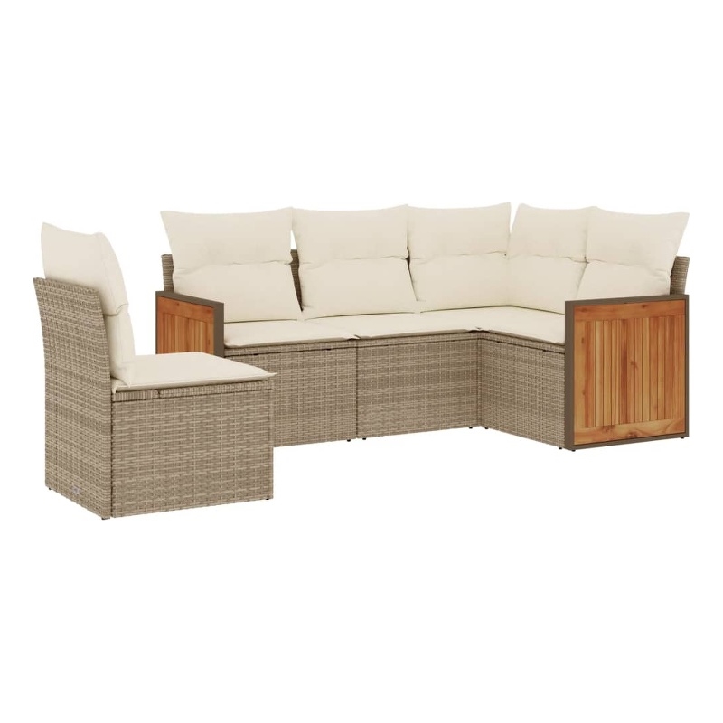 Afuera Living Contemporary Synthetic Poly Rattan Garden Sofa Set in Beige