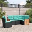 Afuera Living Contemporary 5 Piece Poly Rattan Patio Sofa Set in Black