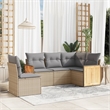 Afuera Living Contemporary Synthetic Poly Rattan 5 Piece  Sofa Set in Beige