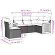 Afuera Living Contemporary Synthetic Poly Rattan 5 Piece  Sofa Set in Beige