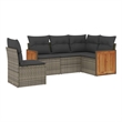 Afuera Living Contemporary 5 Piece Poly Rattan Sofa Set in Gray