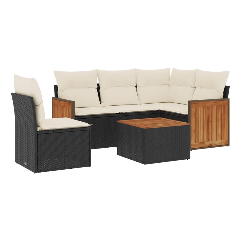 Afuera Living Contemporary 6 Piece Poly Rattan Sofa Set in Black