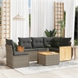 Afuera Living Contemporary 6 Piece Poly Rattan Sofa Set in Dark Gray