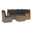 Afuera Living Contemporary 6 Piece Poly Rattan Sofa Set in Dark Gray
