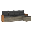 Afuera Living Contemporary 5 Piece Poly Rattan Sofa Set in Gray