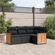 Afuera Living Contemporary 4 Piece Poly Rattan Sofa Set in Black