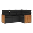 Afuera Living Contemporary 4 Piece Poly Rattan Sofa Set in Black