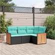 Afuera Living 4 Piece Poly Rattan Patio Sofa Set in Black/Blue