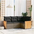 Afuera Living Contemporary Synthetic Poly Rattan 4 Piece  Sofa Set in Gray