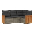 Afuera Living Contemporary Synthetic Poly Rattan 4 Piece  Sofa Set in Gray