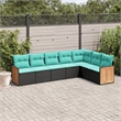 Afuera Living Contemporary Synthetic Poly Rattan 7 Piece Patio Sofa Set in Black