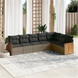 Afuera Living Contemporary 7 Piece Poly Rattan Sofa Set in Gray