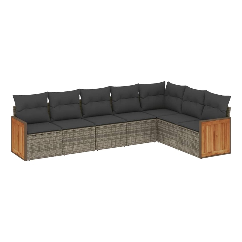 Afuera Living Contemporary 7 Piece Poly Rattan Sofa Set in Gray