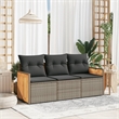 Afuera Living Contemporary 3 Piece Poly Rattan Sofa Set in Gray