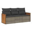 Afuera Living Contemporary 3 Piece Poly Rattan Sofa Set in Gray