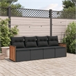 Afuera Living Contemporary Synthetic Poly Rattan Sofa Set in Black