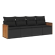 Afuera Living Contemporary Synthetic Poly Rattan Sofa Set in Black