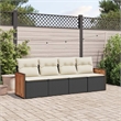 Afuera Living Contemporary 4 Piece Poly Rattan Sofa Set in Black/Cream