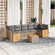 Afuera Living Contemporary Synthetic Poly Rattan 8 Piece  Sofa Set in Beige