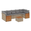 Afuera Living Contemporary Synthetic Poly Rattan 8 Piece  Sofa Set in Beige