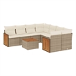 Afuera Living Contemporary Synthetic Poly Rattan 9 Piece Sofa Set in Beige