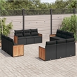 Afuera Living Contemporary 12 Piece Poly Rattan Sofa Set in Black
