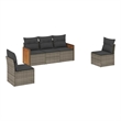 Afuera Living Contemporary 5 Piece Poly Rattan Sofa Set in Gray