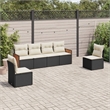 Afuera Living Contemporary 6 Piece Poly Rattan Small Sofa Set in Black