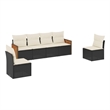 Afuera Living Contemporary 6 Piece Poly Rattan Small Sofa Set in Black