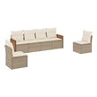 Afuera Living 6 Piece Poly Rattan Large Sofa Set in Cream/Beige