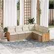 Afuera Living Contemporary 6 Piece Poly Rattan Large Sofa Set in Beige