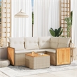 Afuera Living Contemporary Synthetic Poly Rattan 5 Piece  Sofa Set in Beige