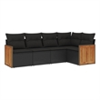 Afuera Living Contemporary Synthetic Poly Rattan 5 Piece  Sofa Set in Black