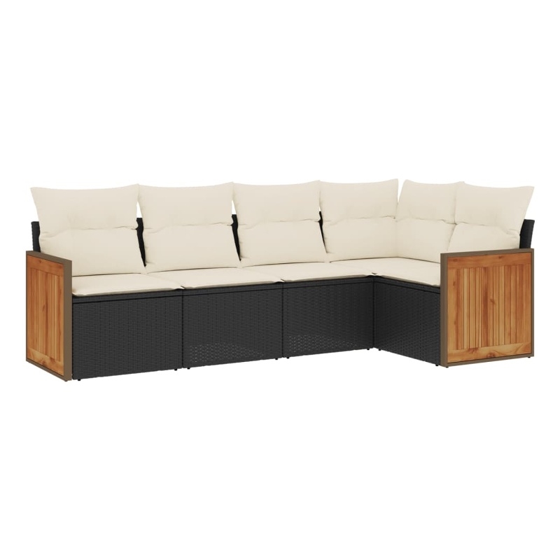 Afuera Living Contemporary 5 Piece Poly Rattan Sofa Set in Black