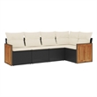 Afuera Living Contemporary 5 Piece Poly Rattan Sofa Set in Black