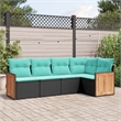 Afuera Living Contemporary 5 Piece Poly Rattan Patio Sofa Set in Black
