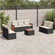 Afuera Living Contemporary 8 Piece Poly Rattan Large Sofa Set in Black