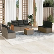 Afuera Living Contemporary 8 Piece Poly Rattan Sofa Set in Gray