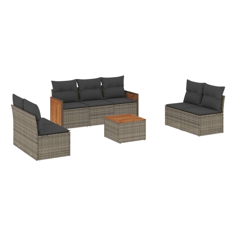 Afuera Living Contemporary 8 Piece Poly Rattan Sofa Set in Gray