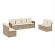 Afuera Living Contemporary 8 Piece Poly Rattan Large Sofa Set in Beige