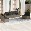 Afuera Living Contemporary 8 Piece Poly Rattan Sofa Set in Gray