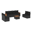 Afuera Living Contemporary 9 Piece Poly Rattan Sofa Set in Black
