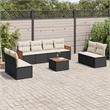 Afuera Living Contemporary Synthetic Poly Rattan 9 Piece  Sofa Set in Black