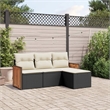 Afuera Living Contemporary 4 Piece Poly Rattan Sofa Set in Black/Cream