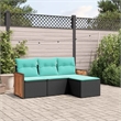 Afuera Living 4 Piece Poly Rattan Medium Patio Sofa Set in Black