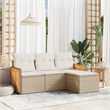 Afuera Living Contemporary 4 Piece Poly Rattan Small Sofa Set in Beige