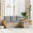 Afuera Living Contemporary 4 Piece Poly Rattan Large Sofa Set in Beige