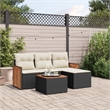 Afuera Living Contemporary Synthetic Poly Rattan 5 Piece Large Sofa Set in Black