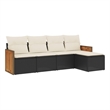 Afuera Living Contemporary Synthetic Poly Rattan 5 Piece  Sofa Set in Black