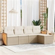 Afuera Living Contemporary 5 Piece Poly Rattan Sofa Set in Cream/Beige